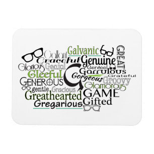 Adjectief Word Cloud beginnend met letter G Magneet