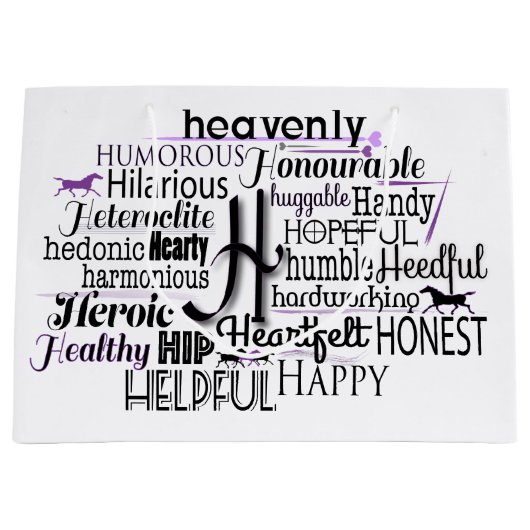 Adjectief Word Cloud beginnend met letter H Large Cadeauzakje (Voorkant)