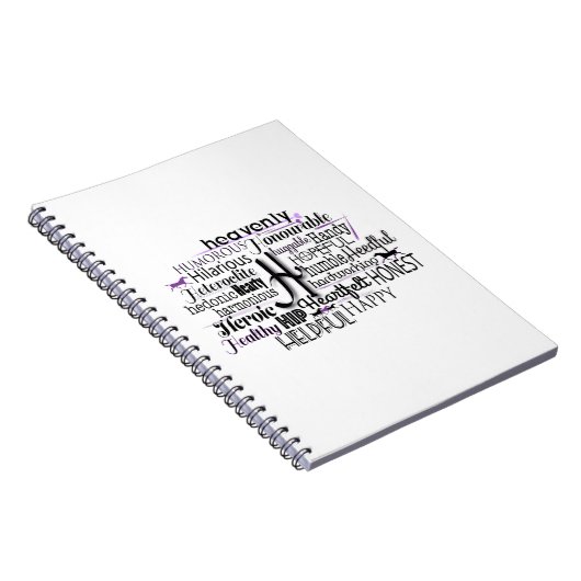 Adjectief Word Cloud beginnend met letter H Notitieboek (Rechterzijde)