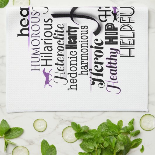 Adjectief Word Cloud beginnend met letter H Theedoek (Gevouwen)