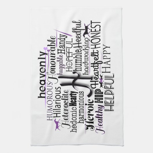 Adjectief Word Cloud beginnend met letter H Theedoek (Verticaal)