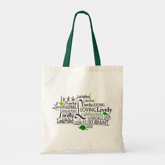 Adjectief Word Cloud beginnend met letter L Tote Bag (Achterkant)