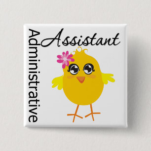 Adjunct-assistent loopbaan vierkante button 5,1 cm