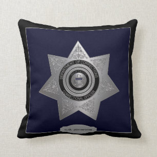 Adjunct-functionarissen Badge-Silver-Blk-Sq. Pijle Kussen