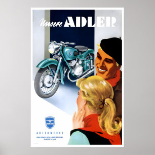Adler Motorcycles Poster Motorfiets Kunst Biker Pr