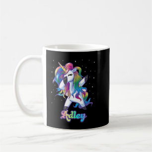 ADLEY-naam Aangepaste aangepaste regenboog Unicorn Koffiemok