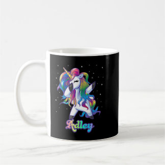 ADLEY-naam Aangepaste aangepaste regenboog Unicorn Koffiemok