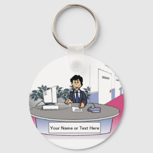 Admin Asst, receptionist - Mannelijke Cartoon Sleutelhanger