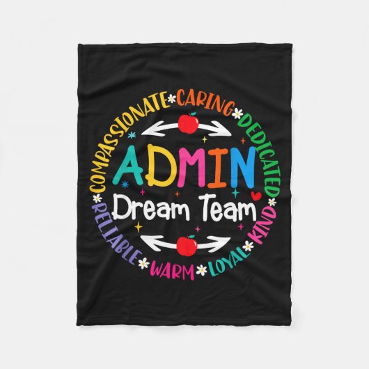 Admin droomteam terug naar school front office fleece deken (Voorkant)