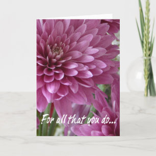 Administratief Professioneel Dag-Roze Bloemen Bedankkaart
