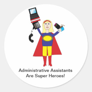 Administratief Professioneel Super Hero Personalis Ronde Sticker