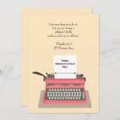 Administratieve dag voor schrijfmachine bedankkaart (Voorkant / Achterkant)