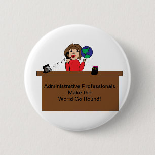 Administratieve Professional World Cute Personalis Ronde Button 5,7 Cm