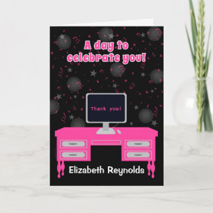 Administratieve professionals Dag Hot Pink Desk Bedankkaart