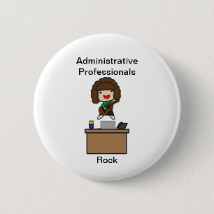 Administratieve professionals Rock (Brunette) Ronde Button 5,7 Cm