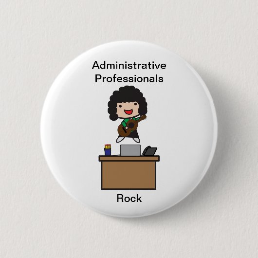Administratieve professionals rock (donker haar) ronde button 5,7 cm (Voorkant)