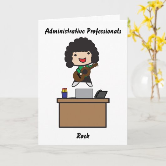 Administratieve Professionals Roze donker haar Fun Kaart (Gele Bloem)