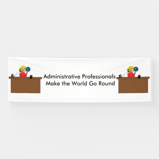 Administratieve professionele wereld (blond) spandoek (Horizontaal)