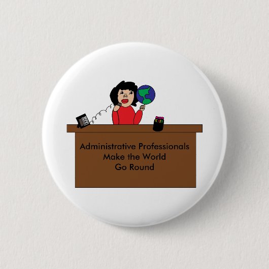 Administratieve professionele wereld (donker haar) ronde button 5,7 cm (Voorkant)