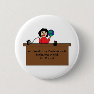 Administratieve professionele wereld (donker haar) ronde button 5,7 cm