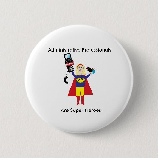 Administration Professional Funny Hero Personalise Ronde Button 5,7 Cm (Voorkant)