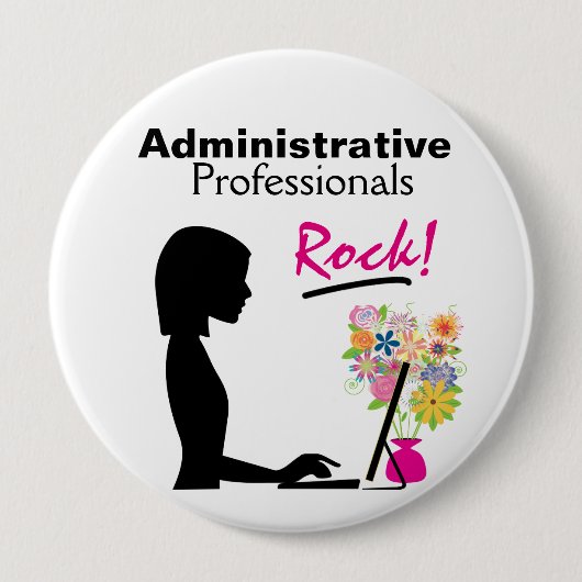 Administrative Professionals Rock Pin Ronde Button 4,0 Cm (Voorkant)