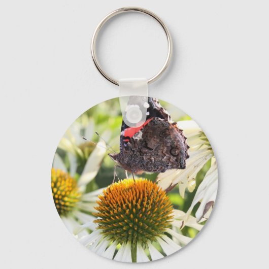 Admiraal Butterfly op Vloer Sleutelhanger (Voorkant)