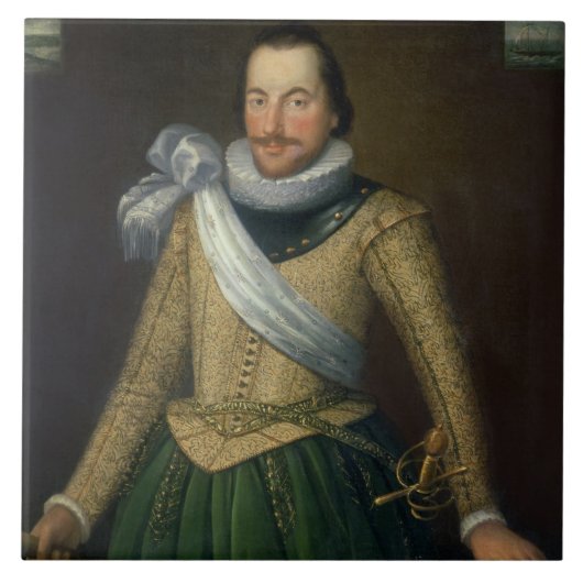 admiraal Sir Thomas Button (d.1694) Tegeltje (Voorkant)