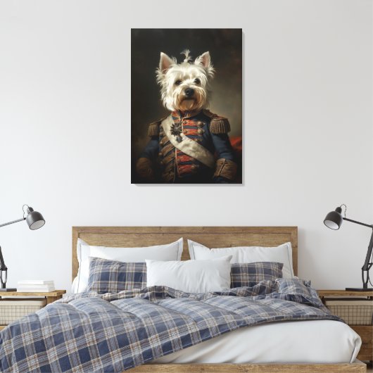 Admiral West Highland Terrier Canvas Afdruk (Insitu (Slaapkamer))