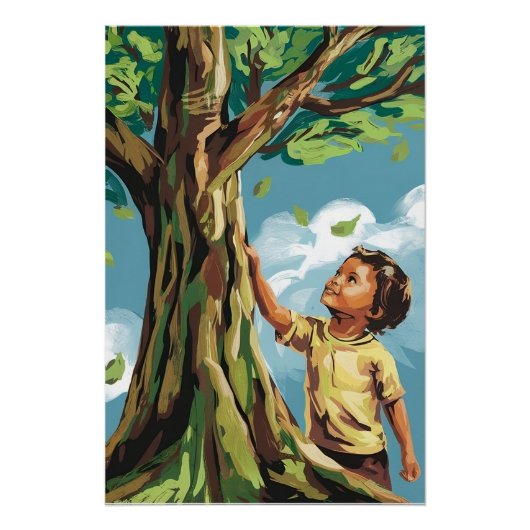 Admiration de l'enfant : Affiche d'arbre moderne v (Devant)