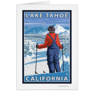 Admirer de skieur - le lac Tahoe, la Californie