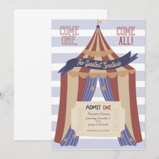 Admit ONE Circus Birthday Invitation (Devant / Derrière)
