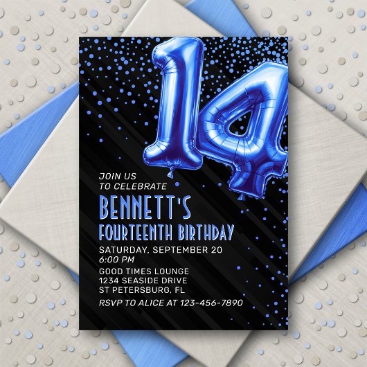 Ado Boy Blue 14th Birthday Invitation
