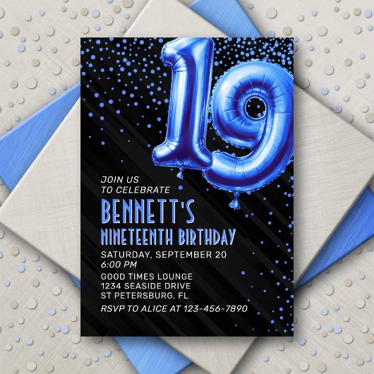 Ado Boy Blue 19e anniversaire Invitation