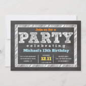 Ado Boy Invitation Anniversaire Chalkboard Multico (Devant)
