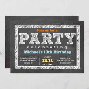 Ado Boy Invitation Anniversaire Chalkboard Multico