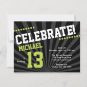 Ado Boy Invitation d'anniversaire, Lime Green et B (Devant)