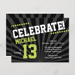 Ado Boy Invitation d'anniversaire, Lime Green et B