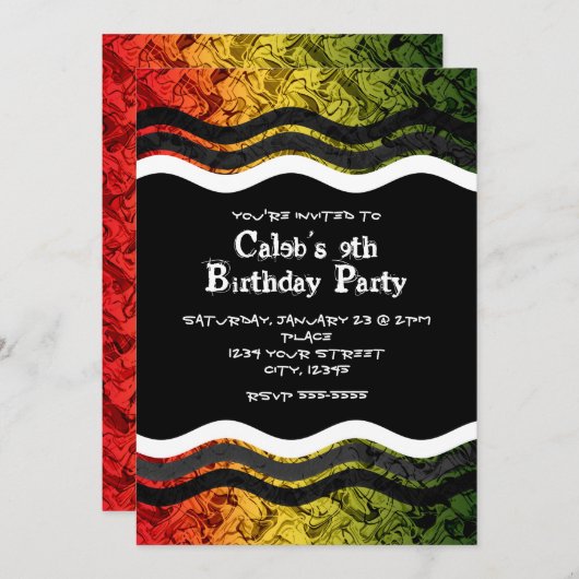 Ado Boy Rouge Jaune Vert Fumée Invitations (Devant / Derrière)