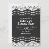 Ado Boy White & Grey Abstrait Grunge Invitations (Devant)