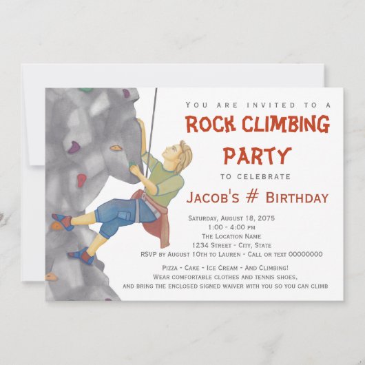 Ado Boys Rock Escalade Anniversaire Invitations (Devant)
