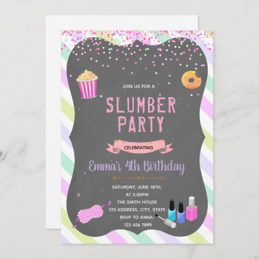 Ado couchette d'anniversaire invitation (Devant / Derrière)