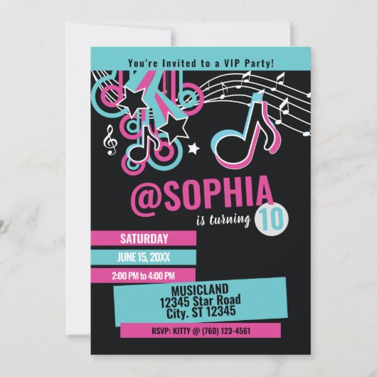 Ado Dance Party Anniversaire Invitation (Devant)