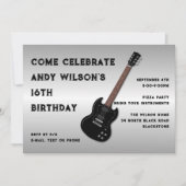 Ado de guitare électrique noir Invitation d'annive (Devant)