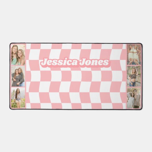 Ado Fille Pink Checkerboard Cute Photo Collage (Recto)