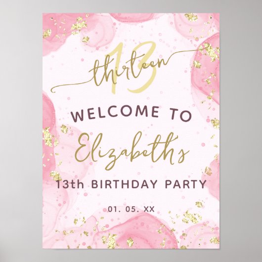 Ado moderne rose or fille Affiche de bienvenue d'a (Devant)