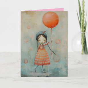 ADO OU PETITE FILLE BALLON D'ANNIVERSAIRE Carte de