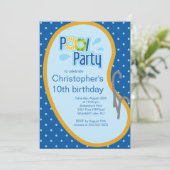 Ado Piscine Fête Invitation Bleu (Debout devant)