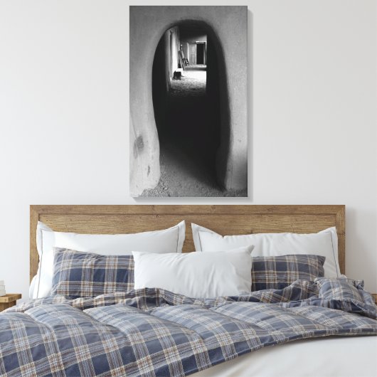 Adobe Doorway Architecture Black & White-foto Canvas Afdruk (Insitu (Slaapkamer))