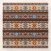 Adobe Grey Brown Tribal Patroon (Zuidwest-ontwerp) Glazen Onderzetter (Voorkant)